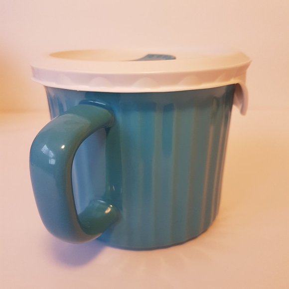 Corningware Colours Meal Mug Vented Lid 20 oz Soup Mug Blue White - Picture 4 of 10